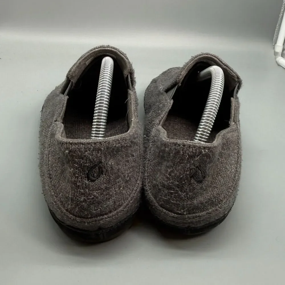 Olukai Moloa Hulu Men's 9 Gray Wool Lightweight Slip-On Low Top Comfort Slippers